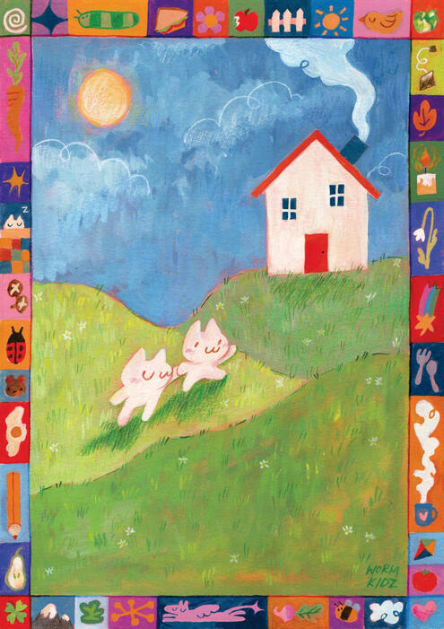 Frolic in the Fields 2025 (21cm x 29.7cm watercolour paper, gouache, coloured pencil)