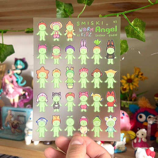 Smiski + Angel S1 Clear Sticker Sheet